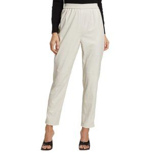 7 For All Mankind Casual Faux Leather Joggers in Parchment White